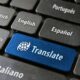 clavier avec bouton de traduction espagnol vers anglais